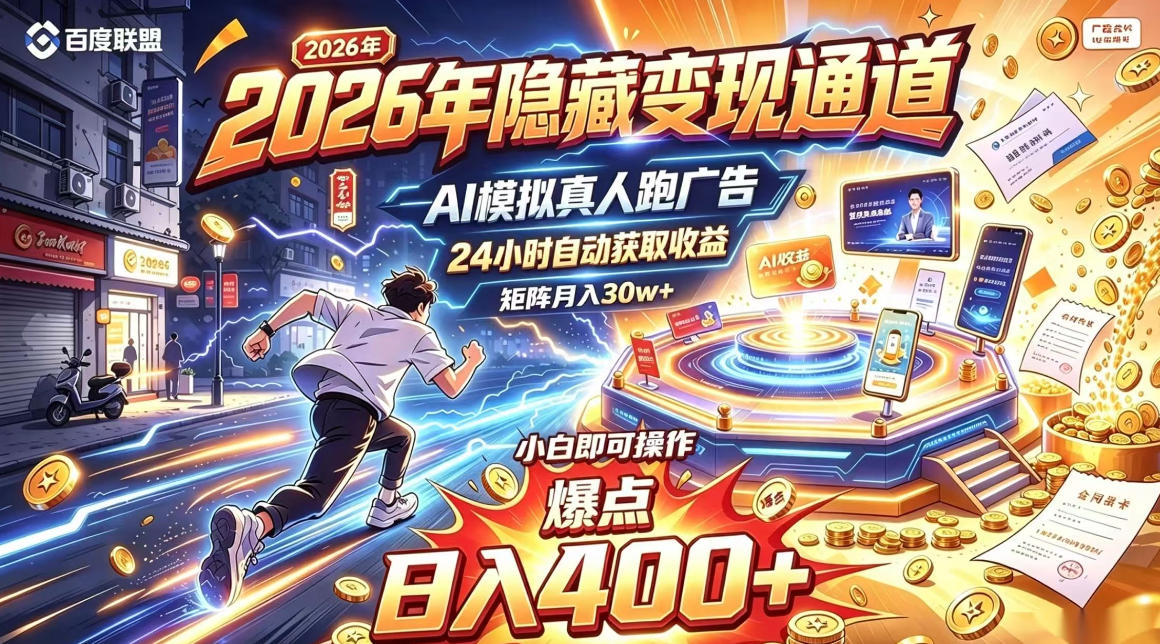 2026年别死磕自媒体,隐藏变现通道,AI模拟真人自动跑广告,小白即可操作,日入400+,矩阵月入可达到30w+【揭秘】 2026年别死磕自媒体,隐藏变现通道,AI模拟真人自动跑广告,小白即可操作,日入400+,矩阵月入可达到30w+【揭秘】