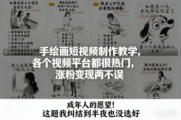 手绘画短视频制作教学，各个视频平台都很热门，涨粉变现两不误-凡人轻创