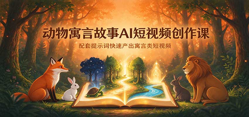动物寓言故事AI短视频创作课:配套提示词快速产出寓言类短视频-凡人轻创