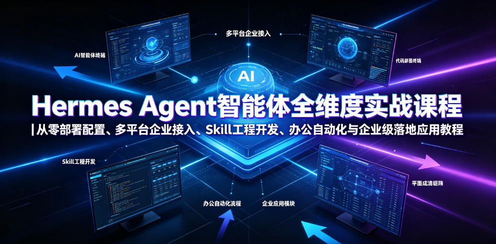 Hermes Agent智能体全维度实战课程｜从零部署配置、多平台企业接入、Skill工程开发、办公自动化与企业级落地应用教程-凡人轻创