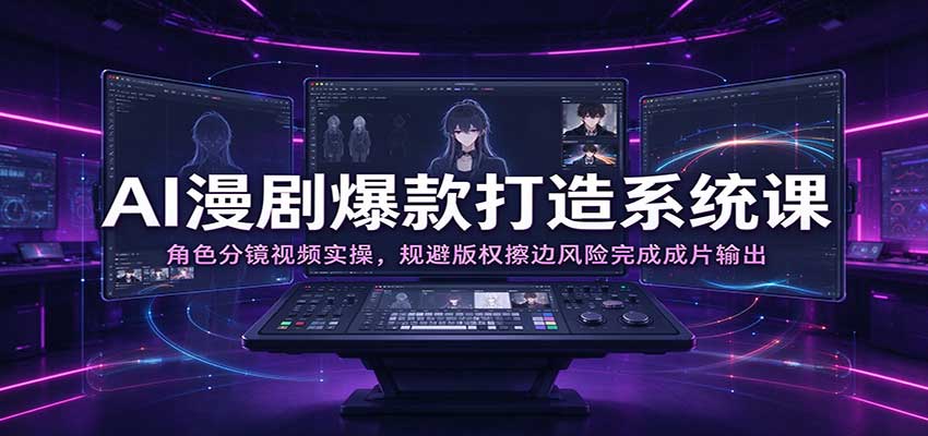AI漫剧爆款打造系统课:角色分镜视频实操,规避版权擦边风险完成成片输出-凡人轻创