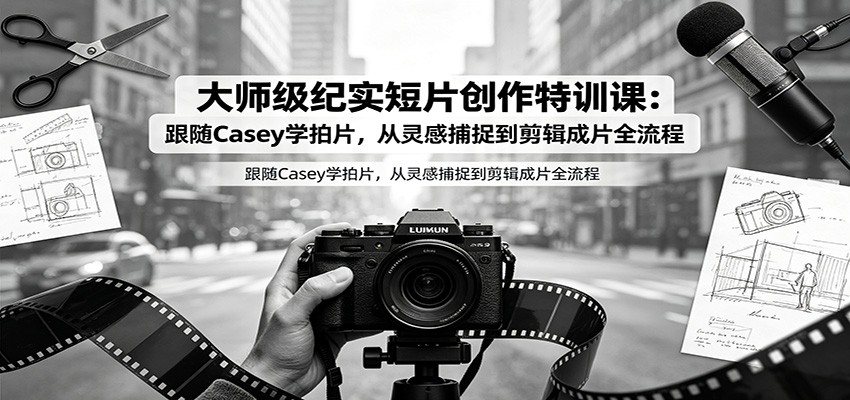大师级纪实短片创作特训课:跟随Casey学拍片,从灵感捕捉到剪辑成片全流程-凡人轻创