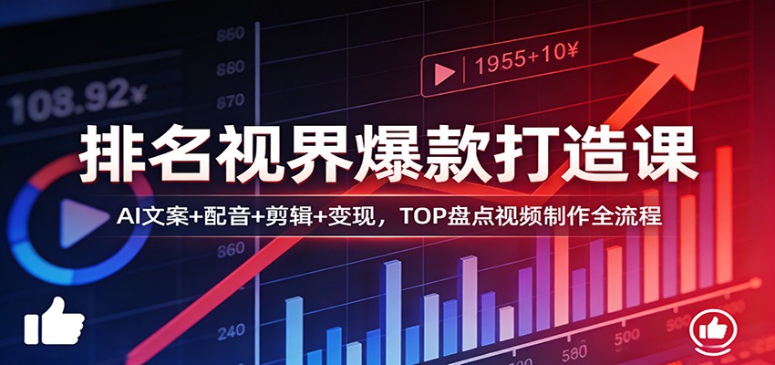 排名视界爆款打造课:AI文案+配音+剪辑+变现,TOP盘点视频制作全流程 排名视界爆款打造课:AI文案+配音+剪辑+变现,TOP盘点视频制作全流程