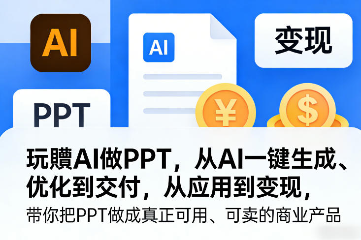 玩賺AI做PPT，从AI一键生成、优化到交付，从应用到变现，带你把PPT做成真正可用、可卖的商业产品-凡人轻创