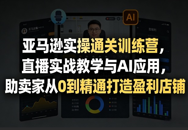 亚马逊实操通关训练营，直播实战教学与AI应用，助卖家从0到精通打造盈利店铺（更新4月2日）-凡人轻创