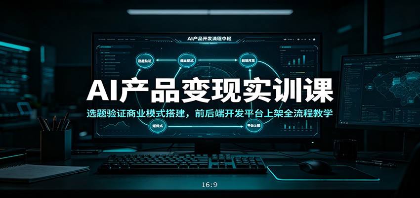 AI产品变现实训课:选题验证商业模式搭建,前后端开发平台上架全流程教学-凡人轻创