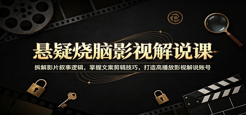 悬疑烧脑影视解说课:拆解影片叙事逻辑,掌握文案剪辑技巧,打造高播放影视解说账号-凡人轻创