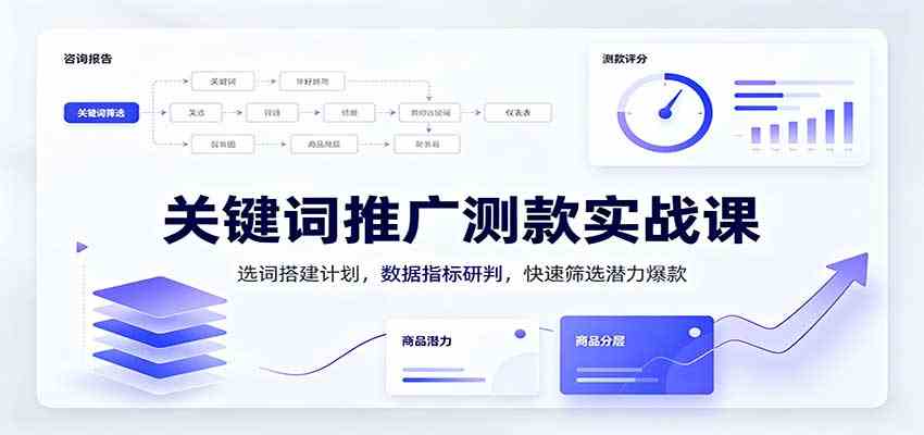 关键词推广测款实战课:选词搭建计划,数据指标研判,快速筛选潜力爆款-凡人轻创