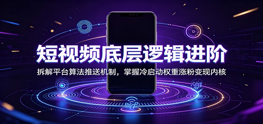 短视频底层逻辑进阶：拆解平台算法推送机制，掌握冷启动权重涨粉变现内核-凡人轻创