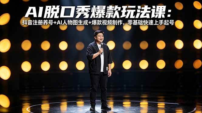 （18012期）AI脱口秀爆款玩法课：抖音注册养号+AI人物图生成+爆款视频制作，零基础快速上手起号-凡人轻创
