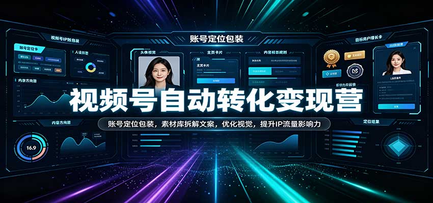 视频号自动转化变现营:账号定位包装,素材库拆解文案,优化视觉,提升IP流量影响力-凡人轻创