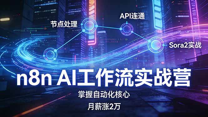 （17458期）n8n AI工作流实战营，节点处理+API连通+Sora2实战，掌握自动化核心月薪涨2万-凡人轻创