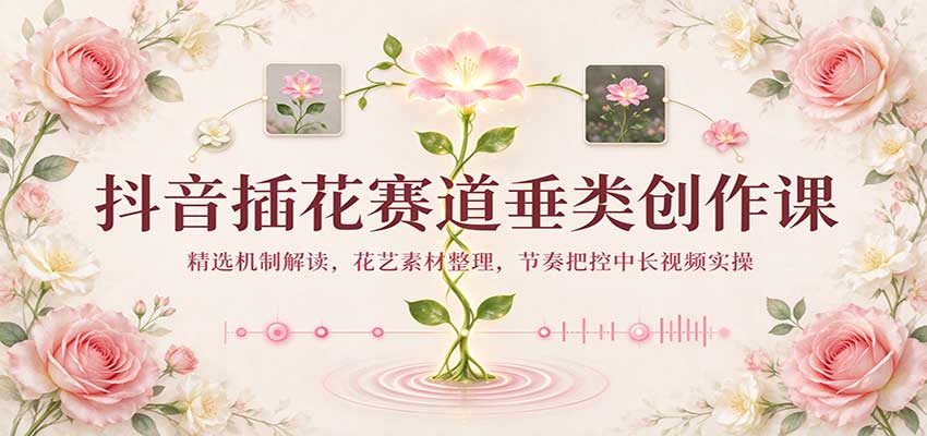 抖音插花赛道垂类创作课:精选机制解读,花艺素材整理,节奏把控中长视频实操-凡人轻创