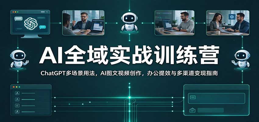 AI全域实战训练营:ChatGPT多场景用法,AI图文视频创作,办公提效与多渠道变现指南-凡人轻创
