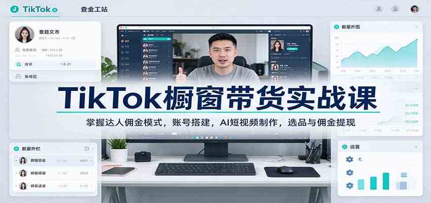 TikTok橱窗带货实战课：掌握达人佣金模式，账号搭建，AI短视频制作，选品与佣金提现-凡人轻创