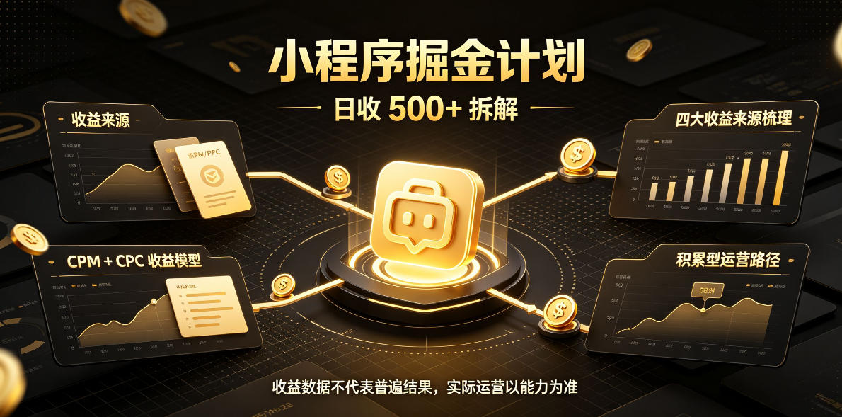 小程序推广计划,日收500+,腾讯官方打款,客户留存率高,收益长期稳定【揭秘】-凡人轻创