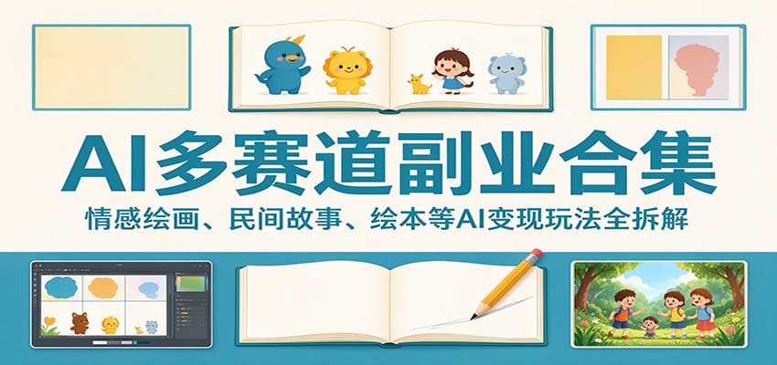 AI多赛道副业合集：情感绘画、民间故事、绘本等AI变现玩法全拆解-凡人轻创