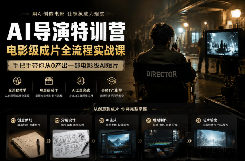 AI导演特训营，电影级成片全流程实战课，手把手带你从0产出一部电影级AI短片-凡人轻创