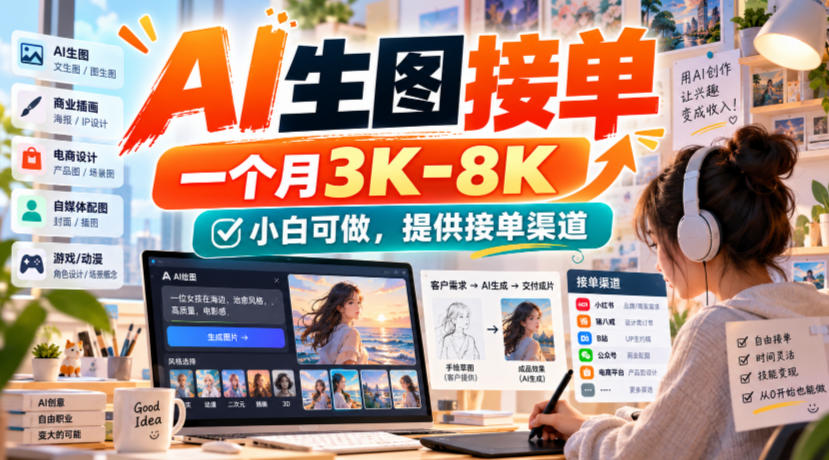 AI生图接单,一个月3K-8K,小白可做,提供接单渠道-凡人轻创