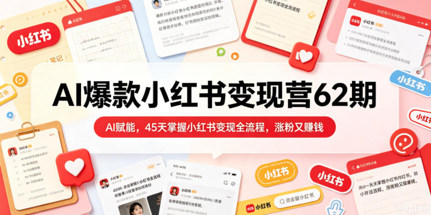 AI爆款小红书变现营62期2026年5月，AI赋能，45天掌握小红书变现全流程，涨粉又賺钱-凡人轻创