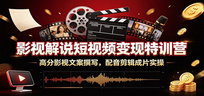 影视解说短视频变现特训营:高分影视文案撰写,配音剪辑成片实操-凡人轻创