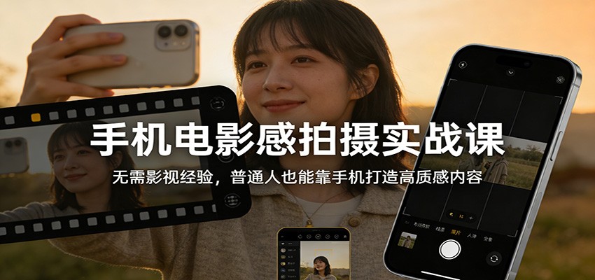 手机电影感拍摄实战课:无需影视经验,普通人也能靠手机打造高质感内容-凡人轻创