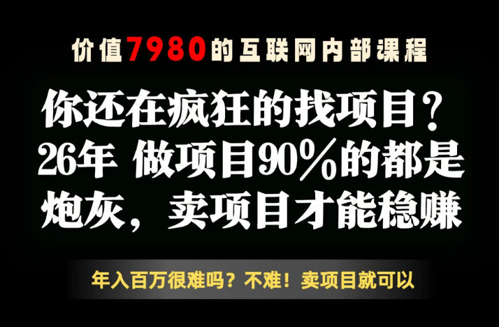 26年请不要疯狂的找项目了，卖项目远比你想象的暴利，你也可以月入10W+【揭秘】-凡人轻创