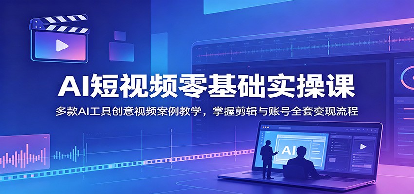 AI短视频零基础实操课：多款AI工具创意视频案例教学，掌握剪辑与账号全套变现流程-凡人轻创