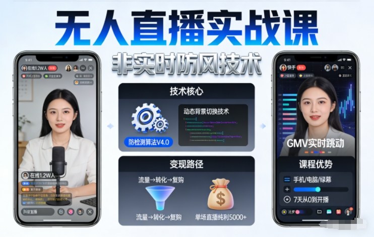 宝子哥无人直播实战课，非实时防风技术，聚焦抖音快手等平台直播带货，轻松开启直播变现之路（更新2026年08月18日）-凡人轻创