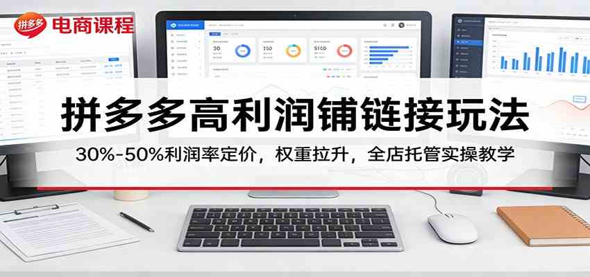 拼多多高利润铺链接玩法:30%–50%利润率定价,权重拉升,全店托管实操教学 拼多多高利润铺链接玩法:30%–50%利润率定价,权重拉升,全店托管实操教学