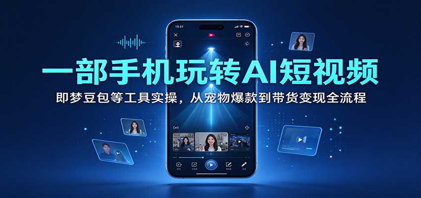 一部手机玩转AI短视频：即梦豆包等工具实操，从宠物爆款到带货变现全流程-凡人轻创