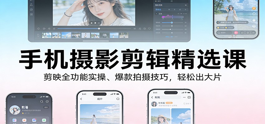 手机摄影剪辑精选课：剪映全功能实操、爆款拍摄技巧，轻松出大片-凡人轻创