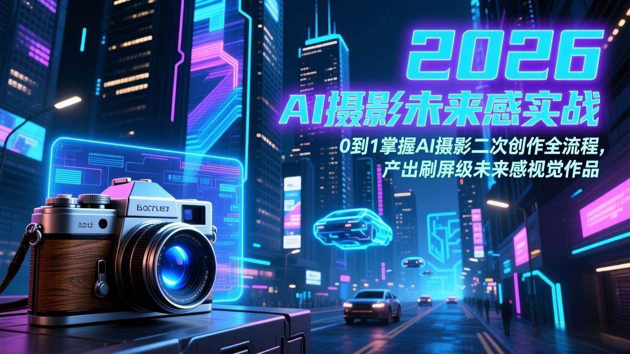 （17584期）2026 AI摄影未来感实战：0到1掌握AI摄影二次创作全流程，产出刷屏级未来感视觉作品-凡人轻创