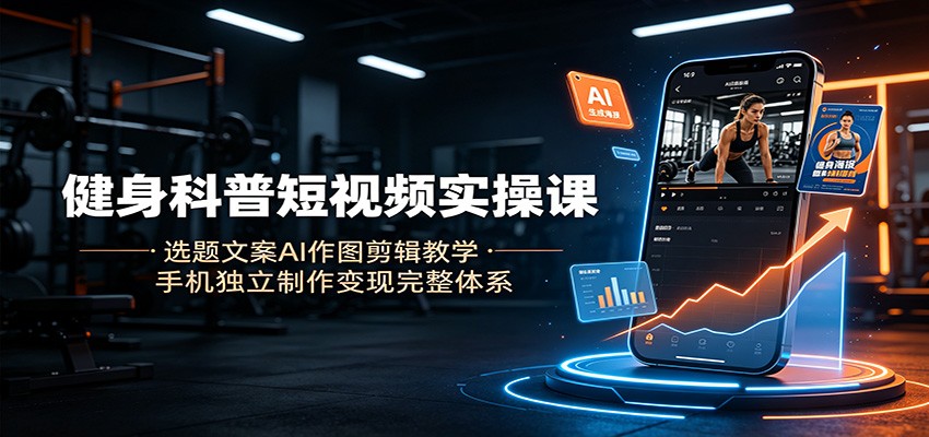 健身科普短视频实操课:选题文案AI作图剪辑教学,手机独立制作变现完整体系 健身科普短视频实操课:选题文案AI作图剪辑教学,手机独立制作变现完整体系