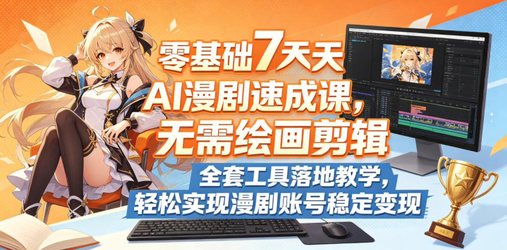 零基础7天AI漫剧速成课，无需绘画剪辑，全套工具落地教学，轻松实现漫剧账号稳定变现-凡人轻创