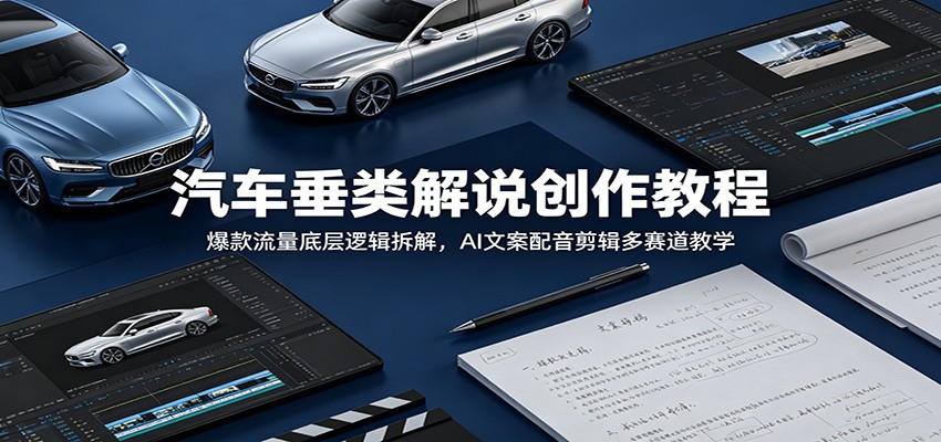 汽车垂类解说创作教程：爆款流量底层逻辑拆解，AI文案配音剪辑多赛道教学-凡人轻创