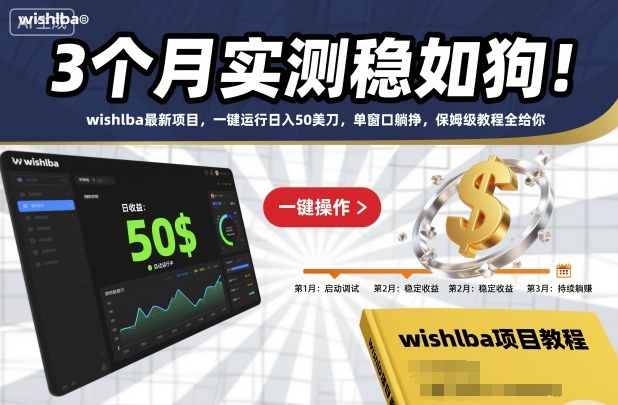 3个月实测稳如狗！wishlba最新项目，一键运行日入50美刀，单窗口躺挣，保姆级教程全给你【揭秘】-凡人轻创