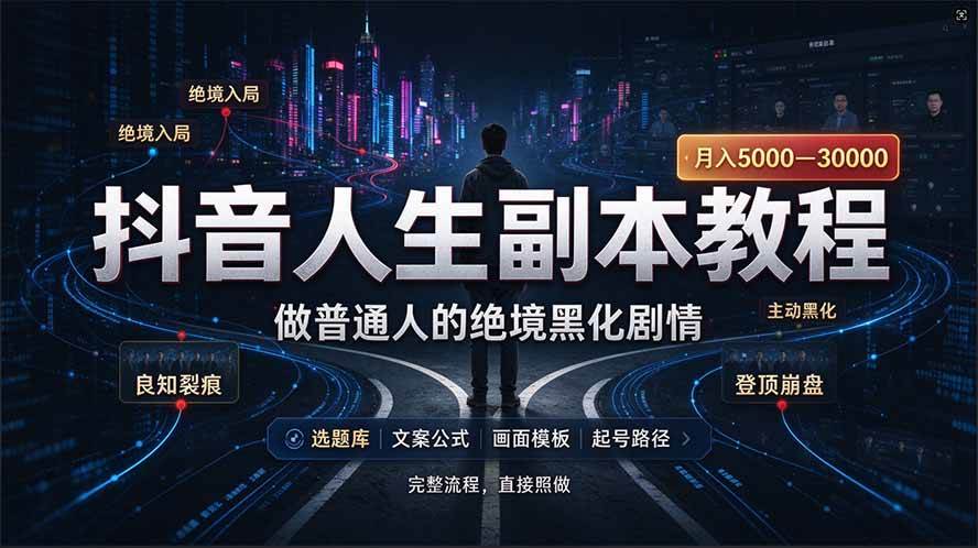 (20734期)抖音爆火AI人生副本赛道,28作品涨粉33万粉丝,看完自己便可产出爆款-凡人轻创