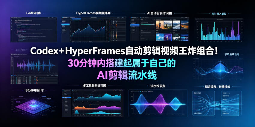 Codex+HyperFrames自动剪辑视频王炸组合!30分钟内搭建起属于自己的AI剪辑流水线(完整版实操教程手册)-凡人轻创