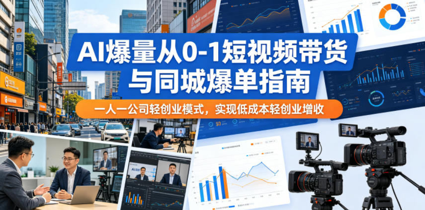 AI爆量从0-1短视频带货与同城爆单指南，一人一公司轻创业模式，实现低成本轻创业增收-凡人轻创