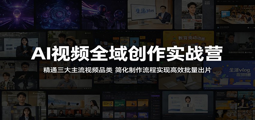 AI视频全域创作实战营:精通三大主流视频品类,简化制作流程实现高效批量出片-凡人轻创