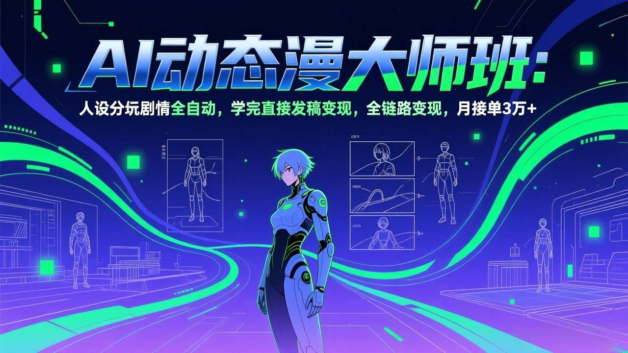 （17402期）AI动态漫剧大师班：人设分镜剧情全自动，学完直接发稿变现，全链路变现，月接单3万+-凡人轻创