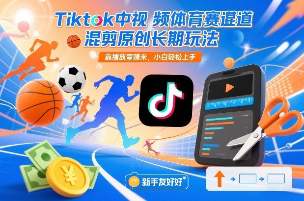 Tiktok中视频体育赛道混剪原创长期玩法，靠播放量賺米，小白轻松上手-凡人轻创