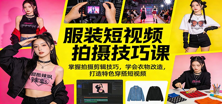 服装短视频拍摄技巧课:掌握拍摄剪辑技巧,学会衣物改造,打造特色穿搭短视频-凡人轻创