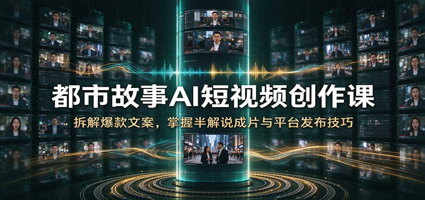 都市故事AI短视频创作课:拆解爆款文案,掌握半解说成片与平台发布技巧-凡人轻创