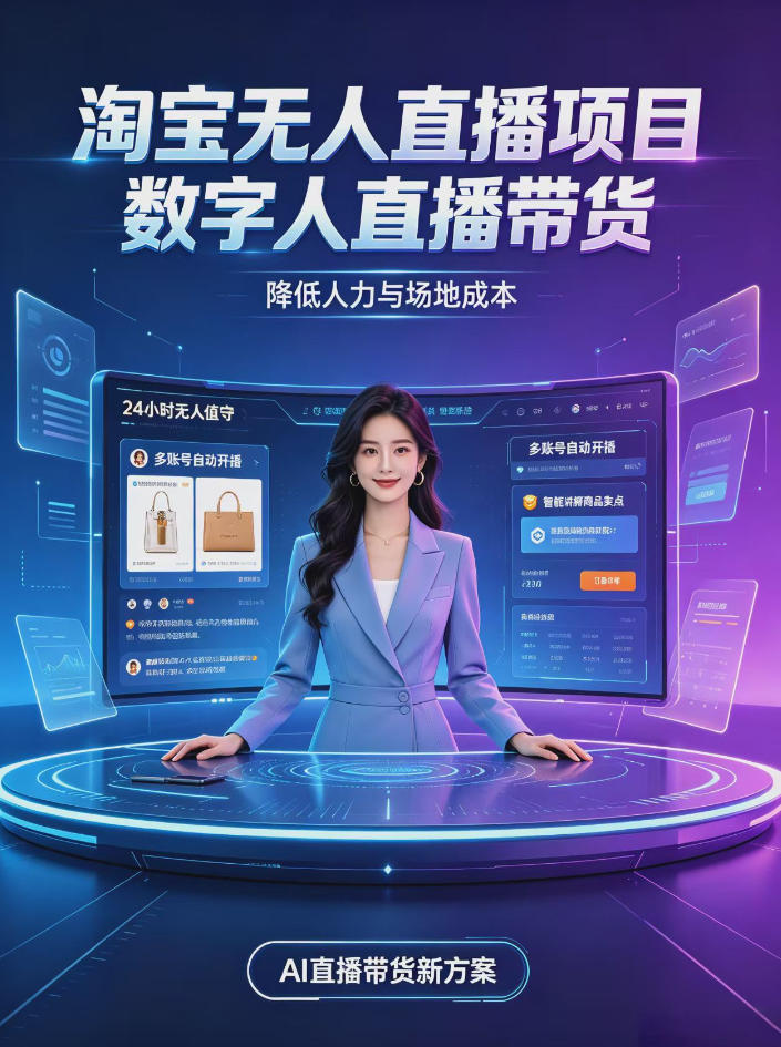 淘宝AI无人直播带货,24小时自动开播低门槛副业,无需真人长时间出镜,持续引流出单【揭秘】-凡人轻创