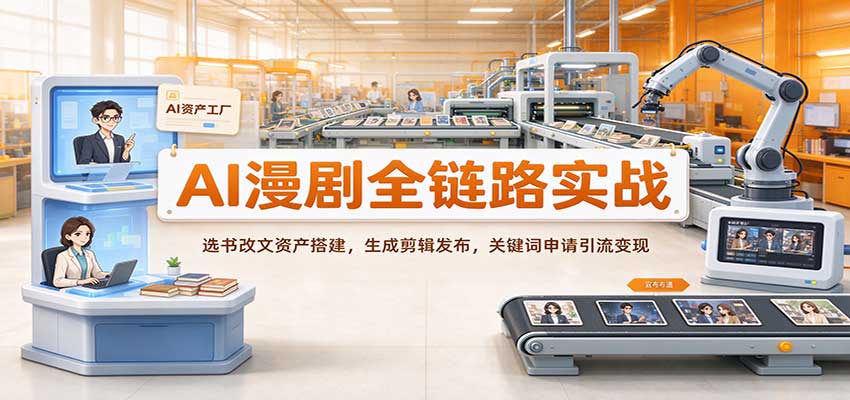 AI漫剧全链路实战:选书改文资产搭建,生成剪辑发布,关键词申请引流变现-凡人轻创