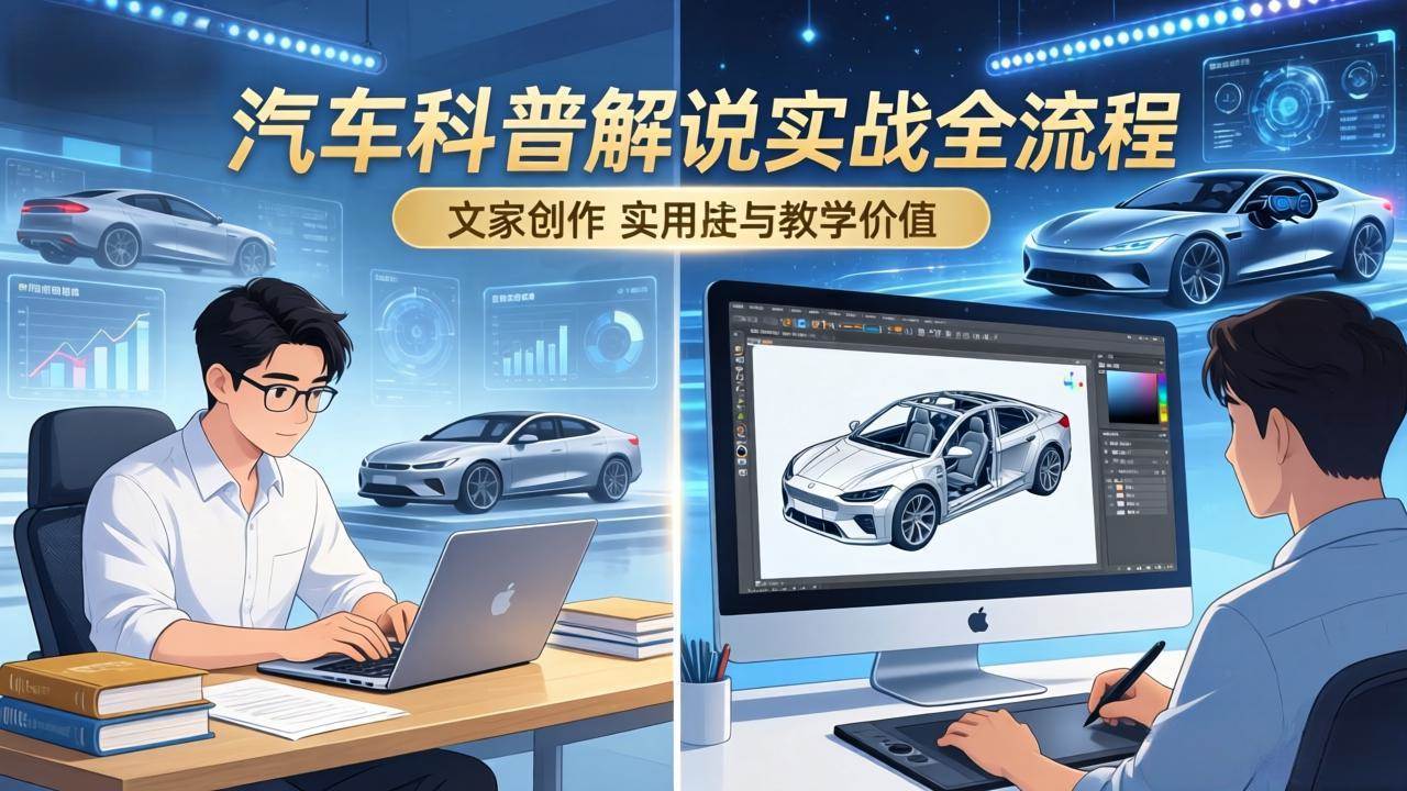 （17665期）抖音汽车科普解说实战：文案+动画+画面处理+去水印全流程，打造专业汽车科普视频-凡人轻创