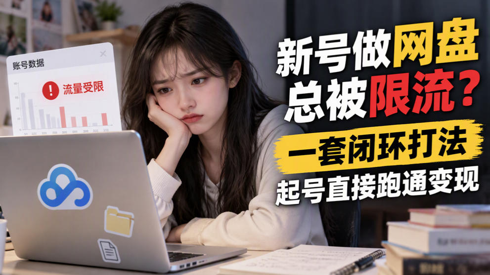 新号做网盘总被限流？一套闭环打法，起号直接跑通变现-凡人轻创