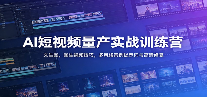 AI短视频量产实战训练营：文生图，图生视频技巧，多风格案例提示词与高清修复-凡人轻创